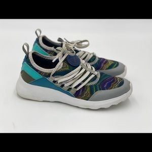 Inkkas Womens Jogger shoes Purple & Blue Graphic Design Gray Leather size 7